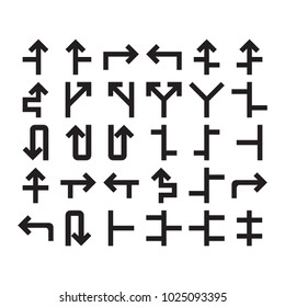 Road sign arrow icon set collection vector isolated, suitable for your road sign content
