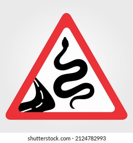 Road sign - Attention Animal, Snakes Crossing. Vector illustration