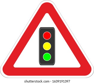 Road Sign Attention Traffic Lightvector Illustration Stock Vector ...