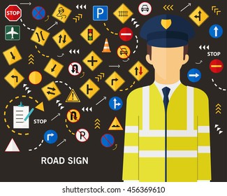 Road Sign background. Flat icons.