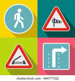 Road Sign banners set in flat style for any design