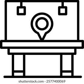 Road Sign Billboard Line Vector Icon Design