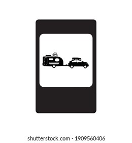 Road sign black camping vector icons