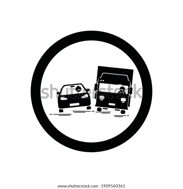 Road sign black do\
not overtake vector icon