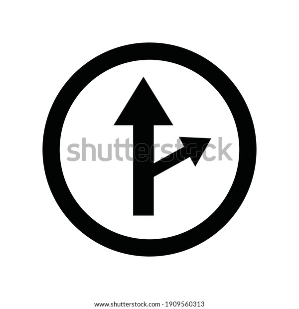 Road sign\
black straight and right vector\
icons