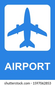 Road sign in blue "Airport".