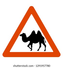 road sign, camel crossing the road, vector illustration