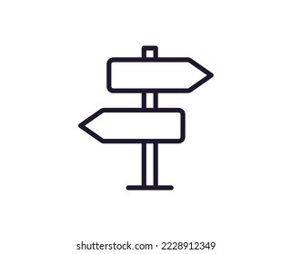 Road sign concept. Single premium editable stroke pictogram perfect for logos, mobile apps, online shops and web sites. Vector symbol isolated on white background. 