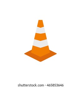 Road sign cone icon in flat style isolated on white background. Fencing symbol