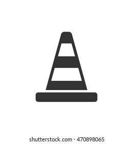 Road sign cone icon in single color. Danger forbidden plastic transportation