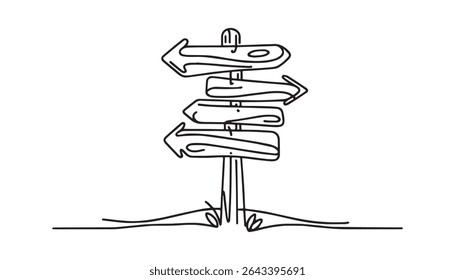 Road Sign Continuous Line Icon vector illustration 