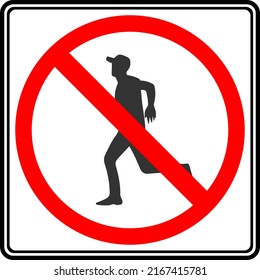 Road sign, crossing is prohibited for pedestrians. Warning to motorists on the road. Vector image.