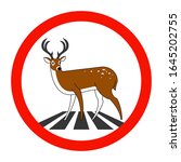 Road sign. Deer Crossing the Road. Vector illustration.