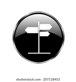 road sign with different directions icon  - vector button