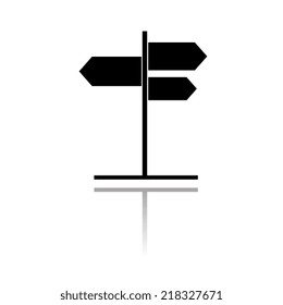  road sign with different directions icon with shadow