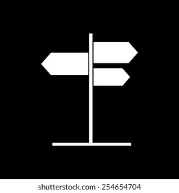 road sign with different directions icon  on a black background