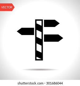 Road sign with different directions icon