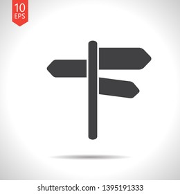 Road sign with different directions illustration. Traveling flat vector icon