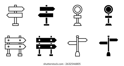 conjunto de ícones de direção do sinal de estrada