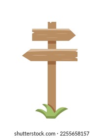 Una señal de carretera con indicaciones. Vector de garabatos de flechas de madera sobre un poste.