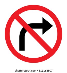 Road sign don't turn right