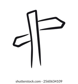 Road Sign Doodle Icon, line hand drawn path signpost way pointer symbol vector design. Great for mobile app, web design, banner, etc