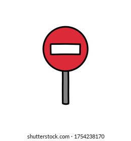 road sign doodle icon, vector illustration