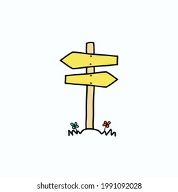 road sign doodle vector illustration.