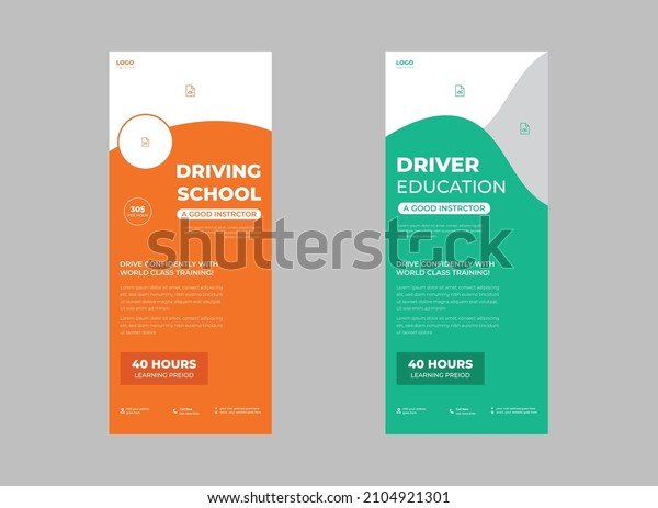 Road Sign Drive School Roll Up Banner Posters,\
Training and Exam, Vector illustration, Design concept driving\
school or learning to\
drive\
