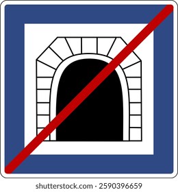 Road sign end of tunnel. informs drivers the exit from the tunnel and the end its effect. Designations the end special traffic conditions that were in effect in the tunnel.