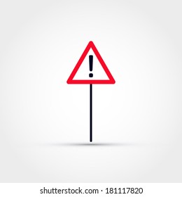 Road sign with exclamation mark 