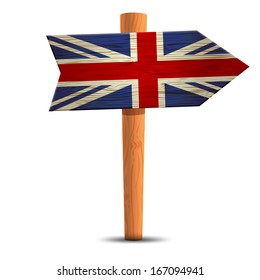 Road sign with the flag of Britain