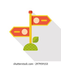 Road sign flat icon with long shadow
