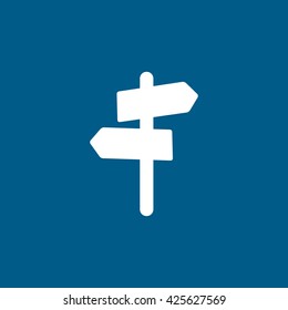 Road Sign Flat Icon On Blue Background
