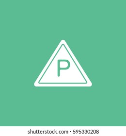 Road Sign Flat Icon On Green Background
