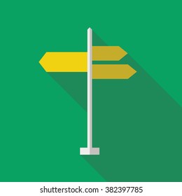 Road sign flat icon. Signpost icon in flat style. Blank template for navigational text. EPS10 clean vector illustration.