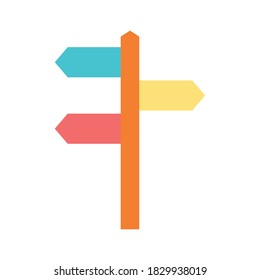 Straßenschild flaches Symbol Design, Straße Nachrichtenübermittlung Richtung Transport Reise und Leitthema Vektorgrafik