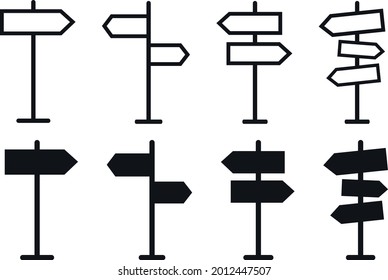 Road sign flat style icon design, Street message way information direction board transportation travel and guide, Board, Direction, Post, Road, Sign, Traffic, Travel Icon