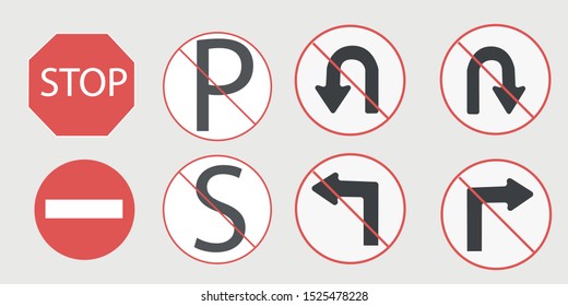 Road Sign Flat Theme No Parking Stock Vector (Royalty Free) 1525478228 ...