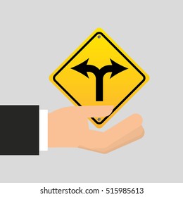 road sign fork arrow icon vector illustration eps 10