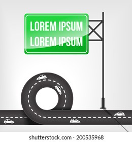 road with road sign frame, Vector graphic