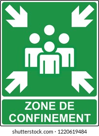 road sign in France: Meeting point exit and evacuation signs with french text