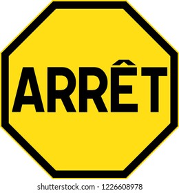 Road sign in France:  STOP. Traffic stop sign on pure white. Red octagonal stop sign for prohibited activities. illustration - you can simply change color and size