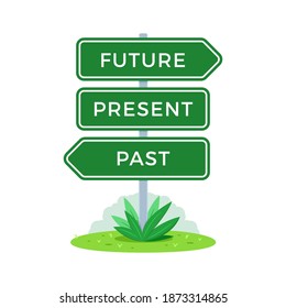 The Road Sign. Future, Present, Past. Vector Illustration