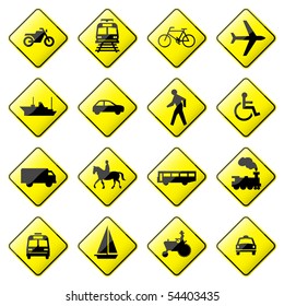 Road Sign Glossy Vector (Set 4 of 8)