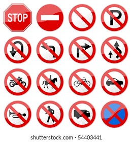 Road Sign Glossy Vector (Set 6 of 8)