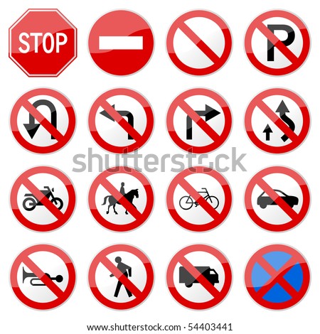 Road Sign Glossy Vector (Set 6 of 8)