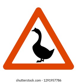 road sign. goose crossing the road. vector illustration