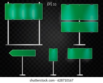 Road sign green. EPS10 vector illustration. Isolated on transparent background.
