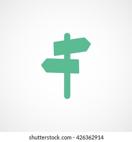 Road Sign Green Flat Icon On White Background